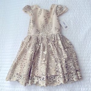 NWT! Fabulous Gold Fit & Flare Dress